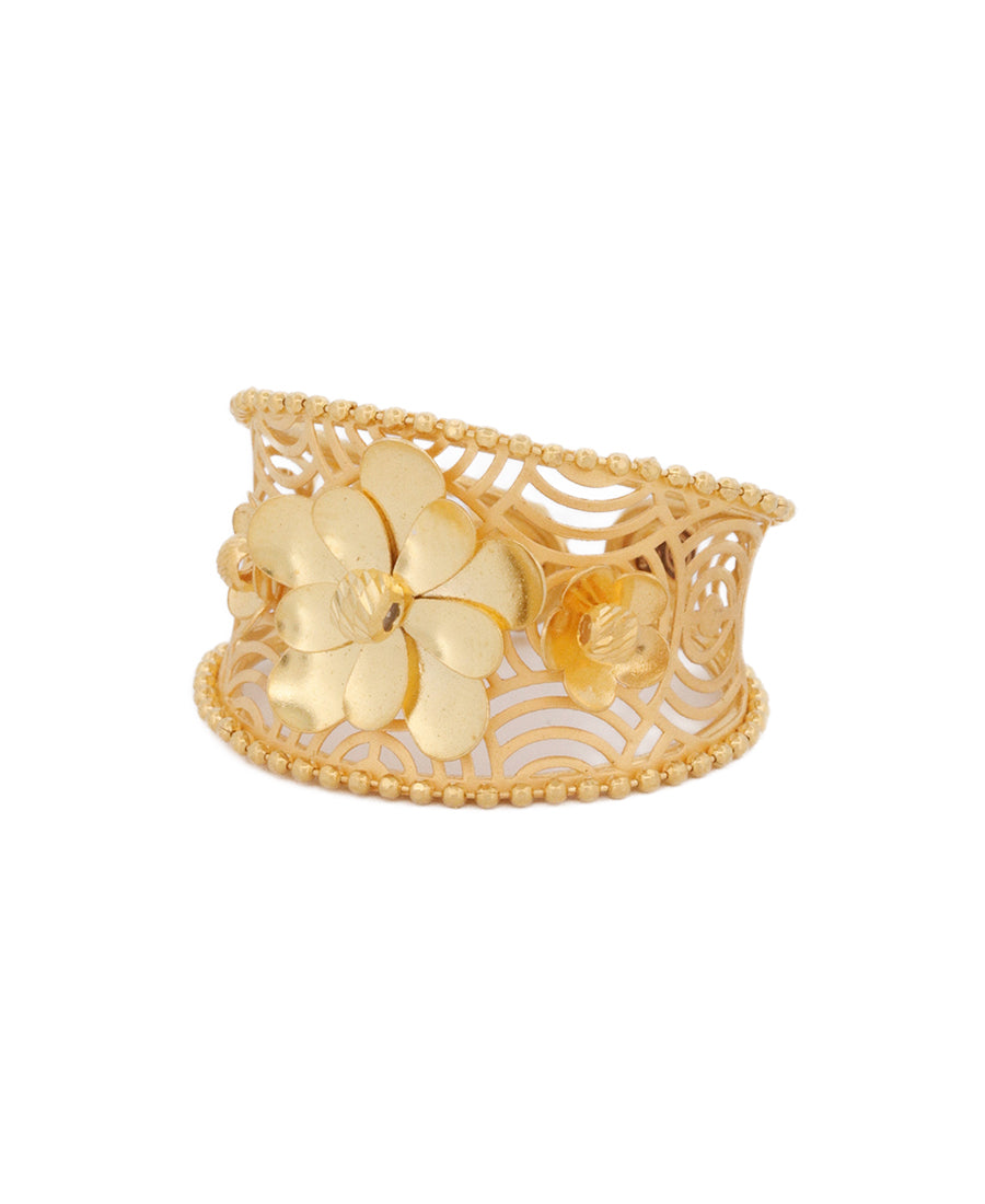 22K Gold Wide Floral Ring – 4g Designer Jewelry | Bigeasy Jewellers